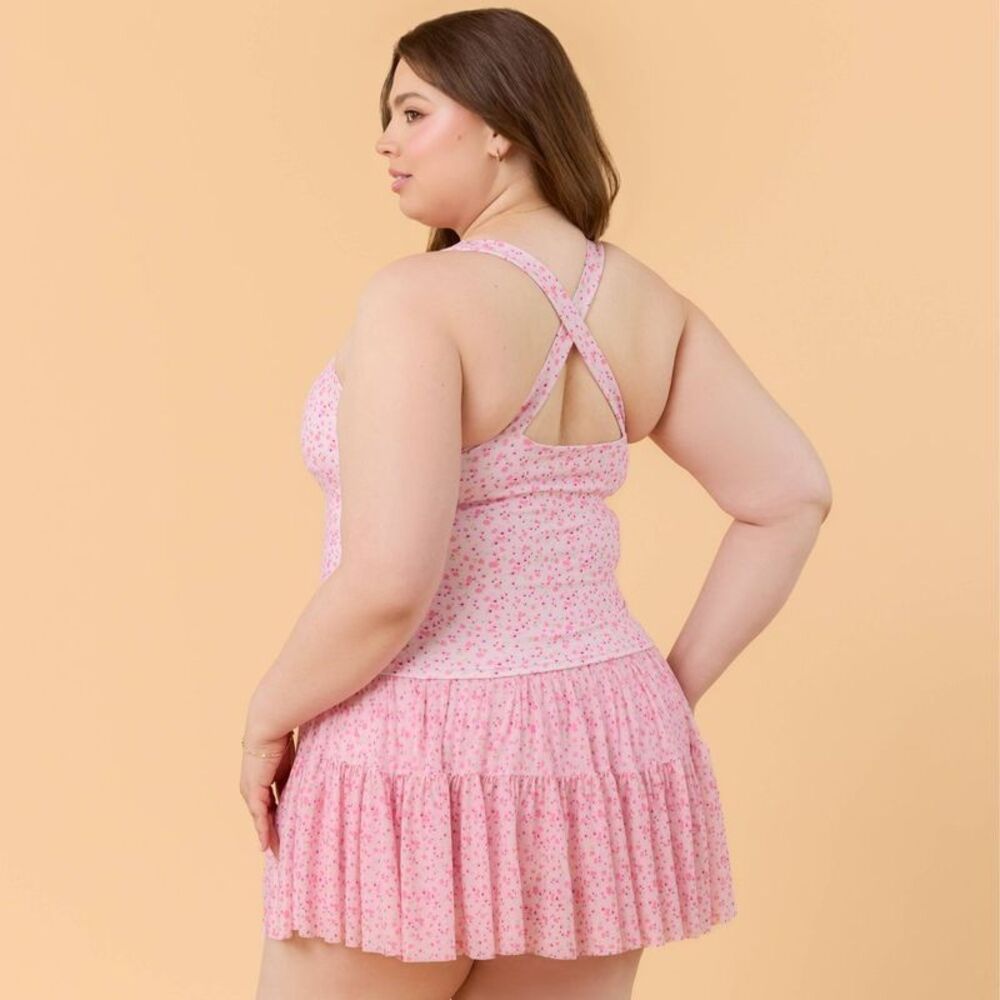 Blogilates Women's Mommy & Me Ballerina Skort - Pink Floral Print 1X - Picture 3 of 4